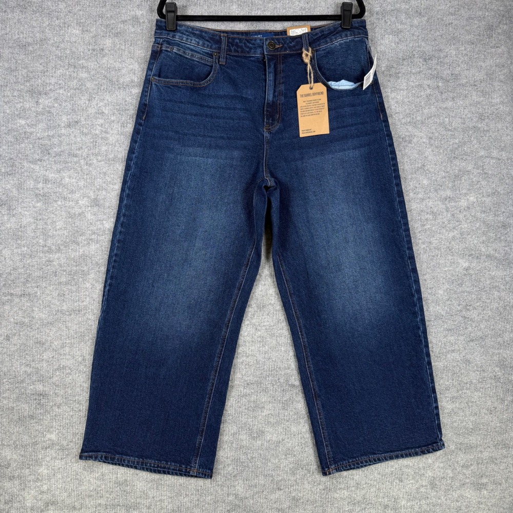 Project Indigo Siz-15 Womens The Barrel Boyfriend Jeans Dark Wash High Rise